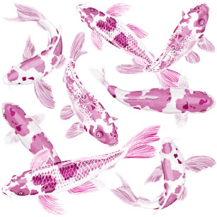 Mousseline Papier papier papier papier mini imprimé rose Koi