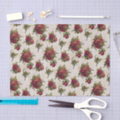 Mousseline Papier peint antique de rose rouge (Artisanat)