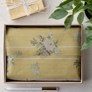 Mousseline Papier peint antique vintage jaune découpage