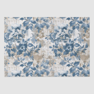Mousseline Papier peint floral vintage - Anti bleu & blanc