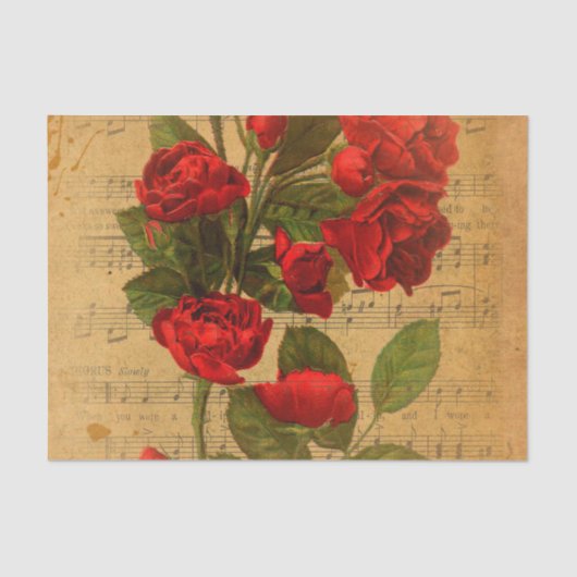 Mousseline Papier peint rose de musique d'aquarelle (Recto)