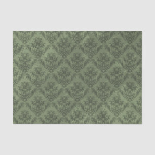 Mousseline Papier peint rustique vert de cru de damassé