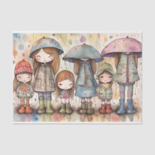 Mousseline Papier Poupée Filles aquarelle Collage Découpage