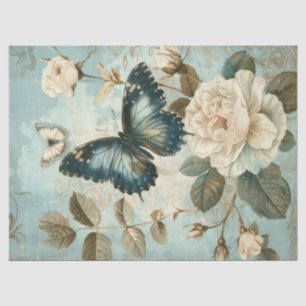 Mousseline Papier rétro shabby chic papillon et papier rose