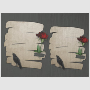 Mousseline Papier Rose corbeau gothique 20x30 Découpage