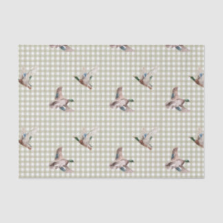 Mousseline Papier Tissu à Carreaux Canard Colvert