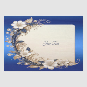 Mousseline Papier Tissu à Embellissement Floral Bleu Blanc