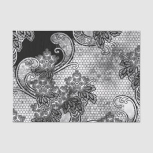 Mousseline Papier Tissu À LACE NOIRE