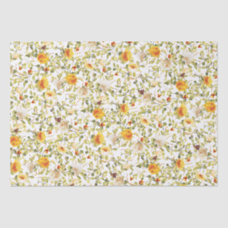 Mousseline Papier Tissu à Motif de Roses Orange Inspiré de l'