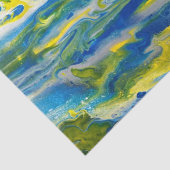 Mousseline Papier Tissu Abstrait bleu et jaune (Détail)