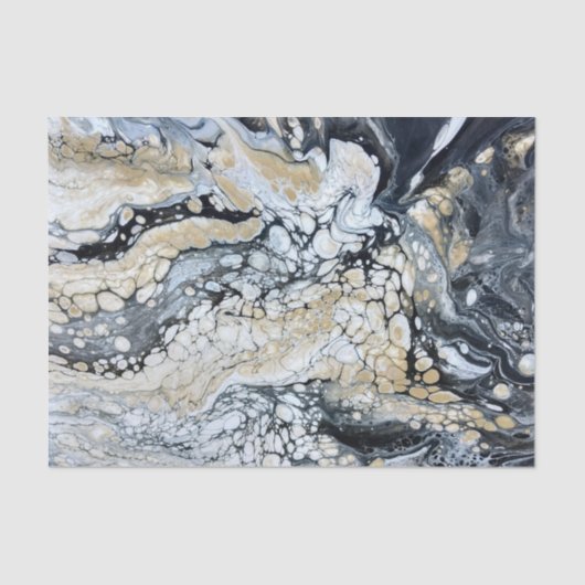 Mousseline Papier Tissu Abstrait en noir gras (Recto)