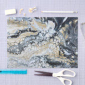 Mousseline Papier Tissu Abstrait en noir gras (Artisanat)