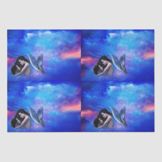 Mousseline Papier Tissu Amour Sirène (Recto)