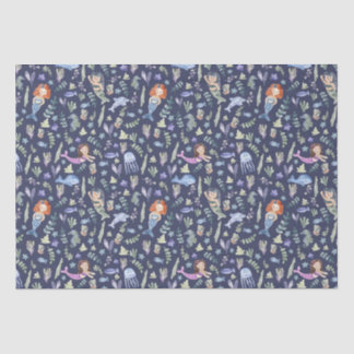 Mousseline Papier Tissu Aquarelle Magique Sirènes