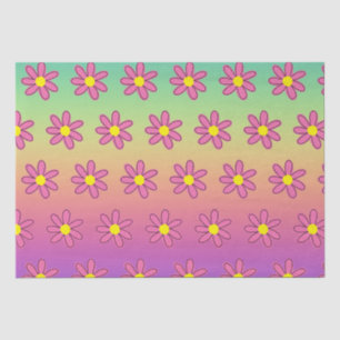 Mousseline Papier Tissu Arc en ciel et Fleurs