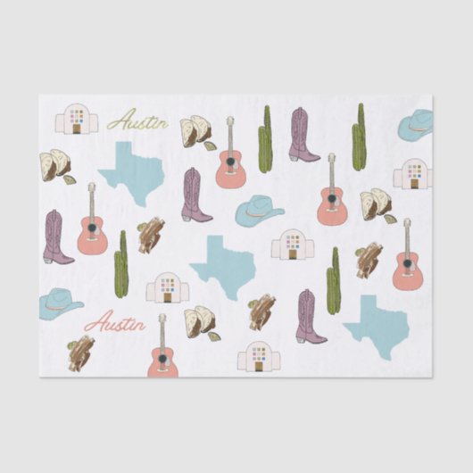 Mousseline Papier Tissu Austin Texas (Recto)