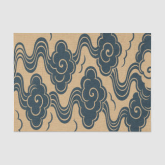 MOUSSELINE PAPIER TISSU AVEC MOTIF DE NUAGE JAPONAIS EN BLEU