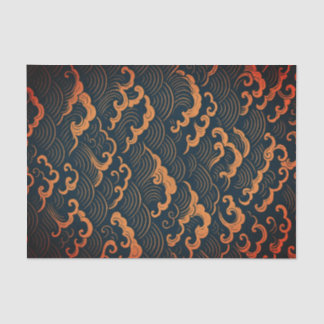 MOUSSELINE PAPIER TISSU AVEC MOTIF DE VAGUE JAPONAISE