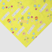 Mousseline Papier Tissu Bébé avion Jaune (Détail)