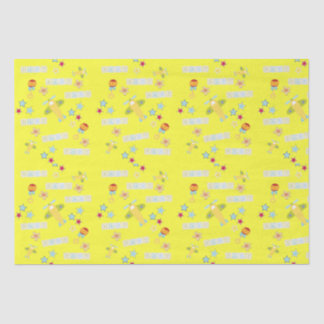 Mousseline Papier Tissu Bébé avion Jaune