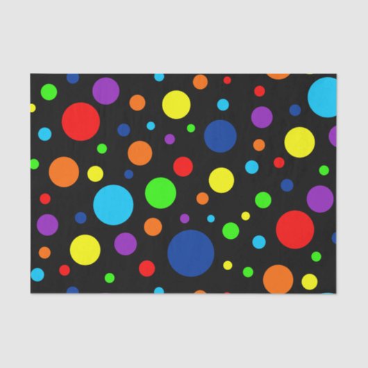 Mousseline Papier Tissu Black Rainbow Spots (Recto)