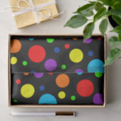 Mousseline Papier Tissu Black Rainbow Spots (Cadeau)