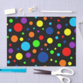 Mousseline Papier Tissu Black Rainbow Spots (Artisanat)
