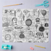 Mousseline Papier Tissu Black & White Steampunk & Script (Artisanat)