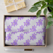 Mousseline Papier Tissu Blanc Fleur Motif Violet (Cadeau)