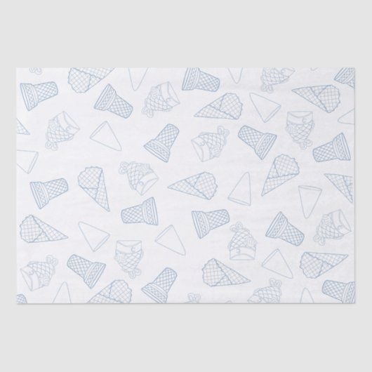 Mousseline Papier Tissu Bleu Cones (Recto)