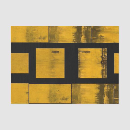 Mousseline Papier Tissu Brûlé jaune Noir (Recto)