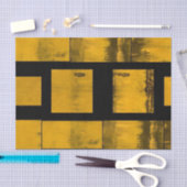 Mousseline Papier Tissu Brûlé jaune Noir (Artisanat)