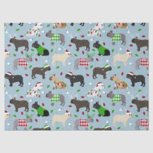 Mousseline Papier Tissu Buldog Français de Noël