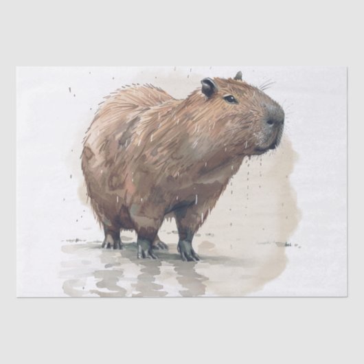 Mousseline Papier Tissu Capybara (Recto)