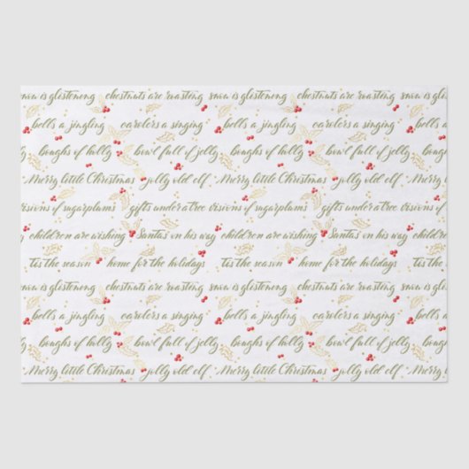 Mousseline Papier Tissu Carols de Noël Classique (Recto)