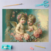 Mousseline Papier Tissu Cherubs vintage (Artisanat)