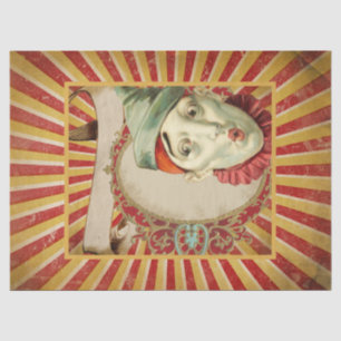 Mousseline Papier Tissu Clown Cirque vintage