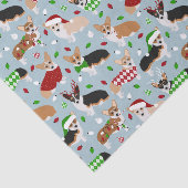 Mousseline Papier Tissu Corgi de Noël (Détail)