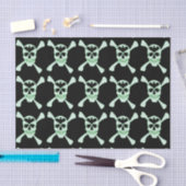 Mousseline Papier Tissu Crâne Vert Et Crossbones (Artisanat)