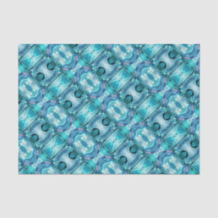 Mousseline Papier Tissu - Cristaux Aquamarines