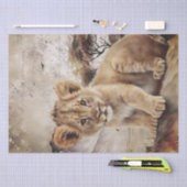 Mousseline Papier Tissu Cube Lion Cub (Artisanat)
