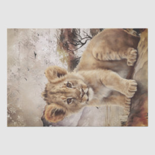 Mousseline Papier Tissu Cube Lion Cub
