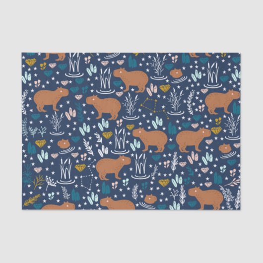Mousseline Papier Tissu Cute Capybara (Recto)