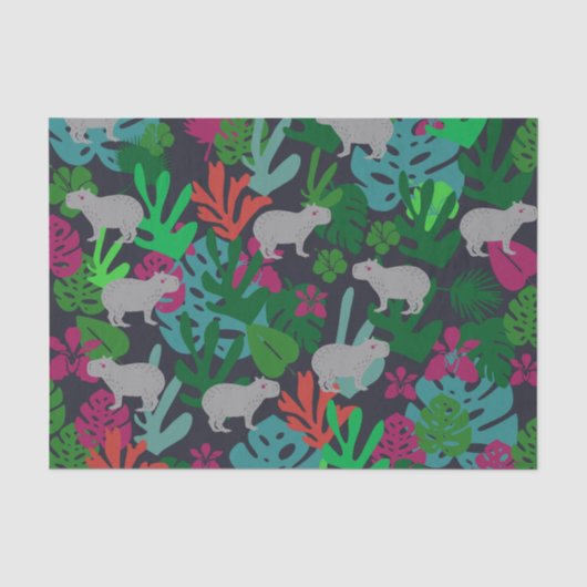 Mousseline Papier Tissu Cute Capybara (Recto)