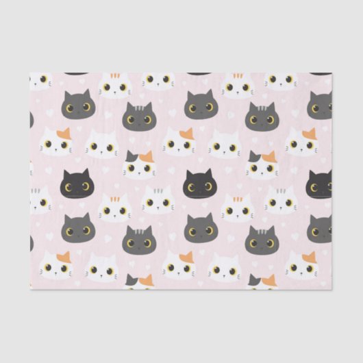 Mousseline Papier Tissu Cute Cats (Recto)