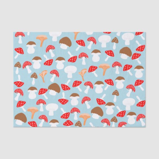 Mousseline Papier Tissu Cute Champignons (Recto)