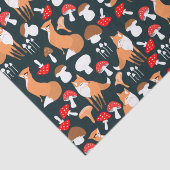 Mousseline Papier Tissu Cute Fox and Mushrooms (Détail)