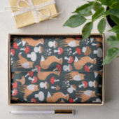 Mousseline Papier Tissu Cute Fox and Mushrooms (Cadeau)
