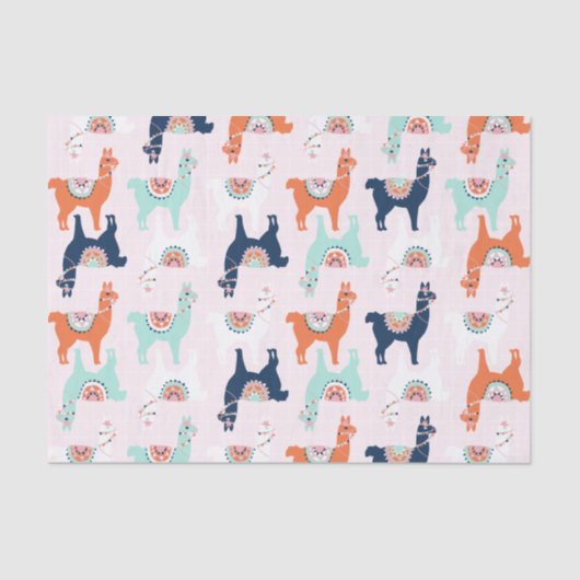 Mousseline Papier Tissu Cute Llama (Recto)