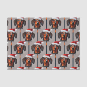 Mousseline Papier Tissu Dachshund Père Noël